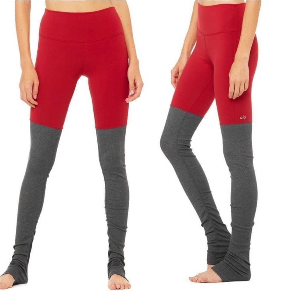 ALO Yoga Red and Gray Leggings - Picture 8 of 8
